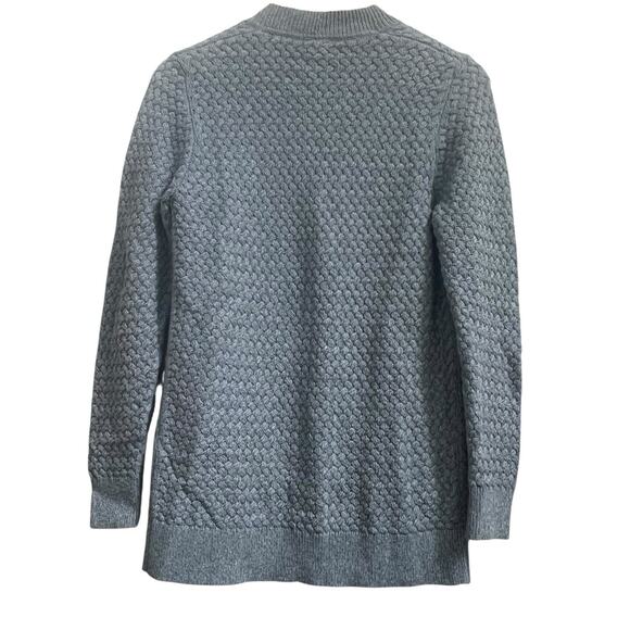 LL Bean Blue Textured Basketweave Open Front Cardigan Size S Sweater - Picture 7 of 11